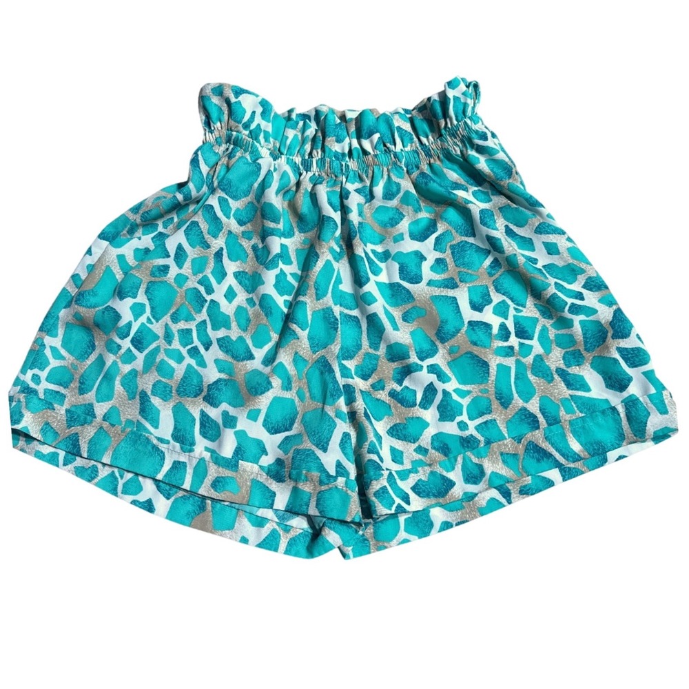 Tyche (Teal) Animal Print Paperbag Lightweight‎ Casual Shorts Womens Medium